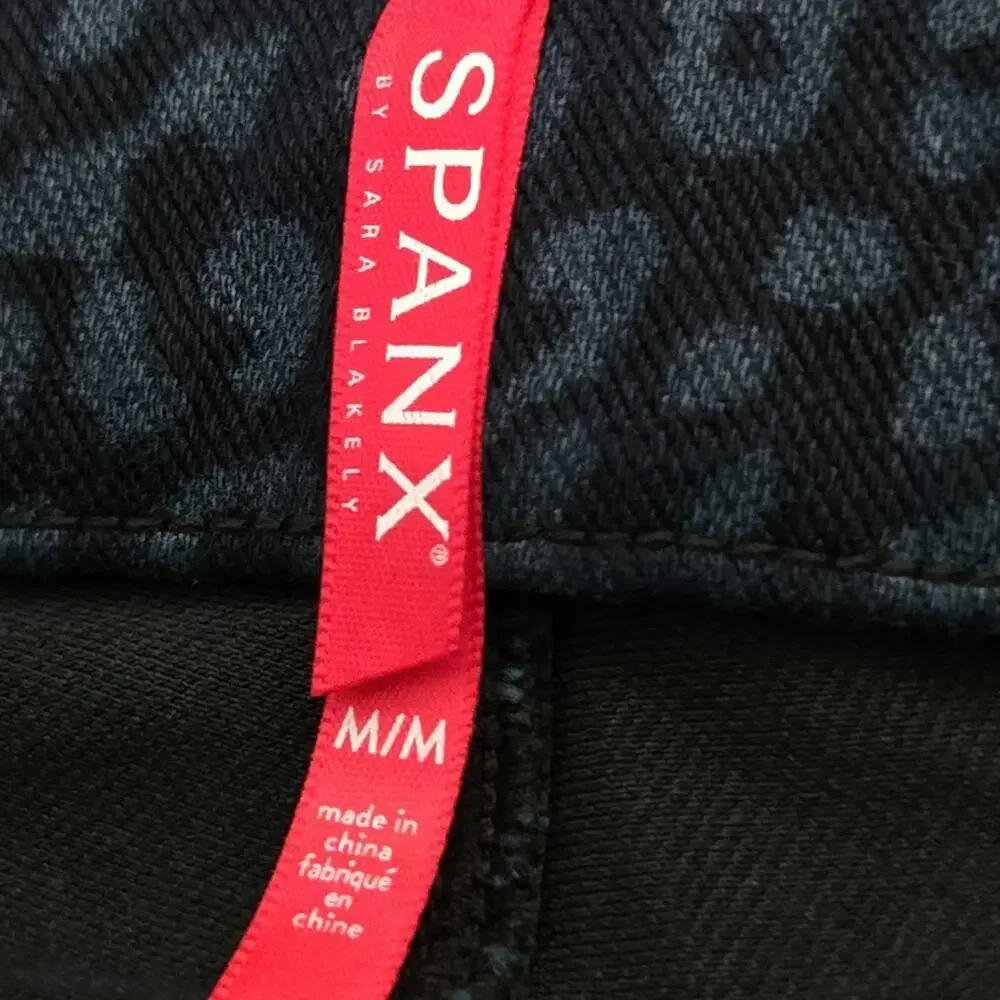 Spanx Ankle Jean-ish Leggings Denim Leopard Pattern HTF Medium‎ - NWT MSRP $98
